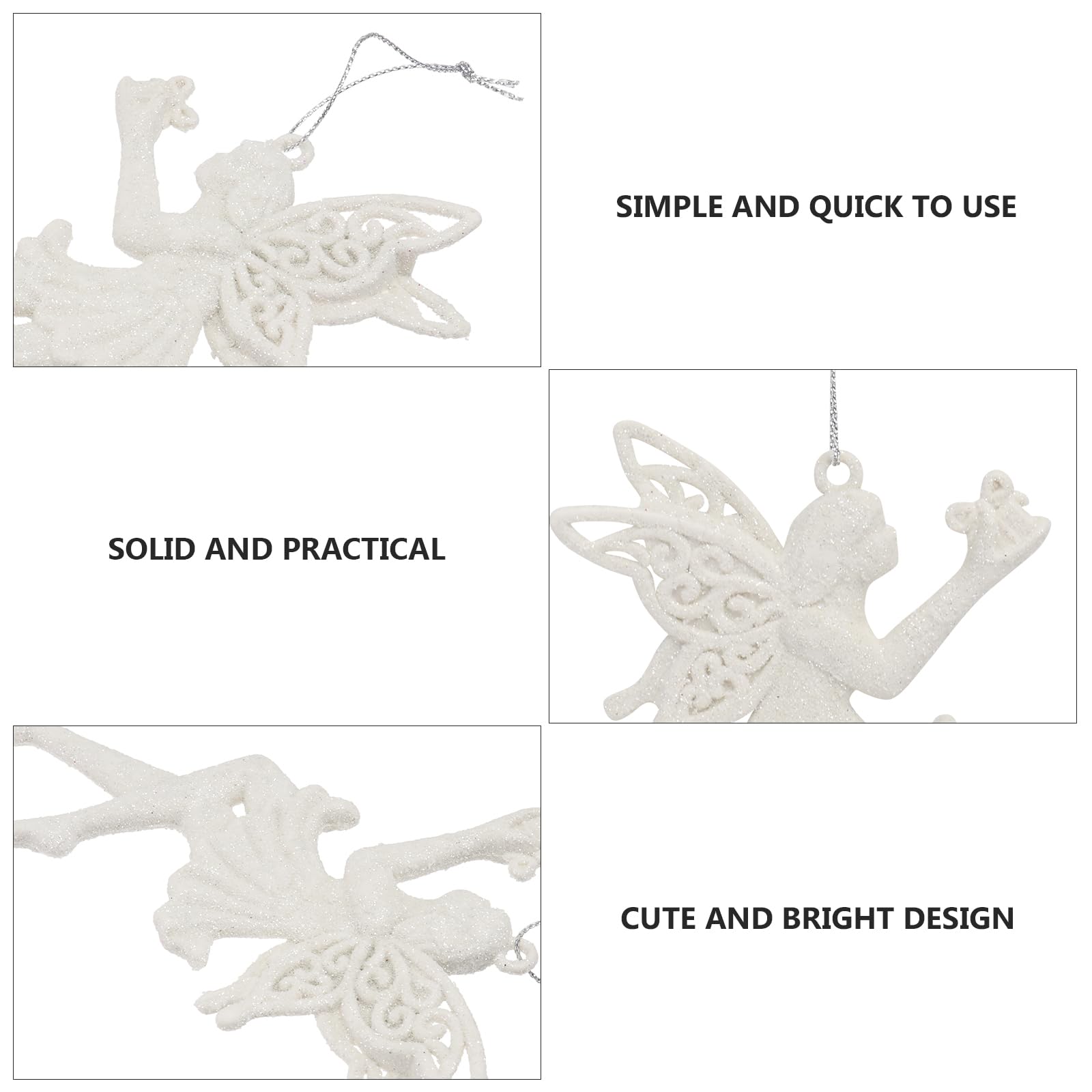 Amosfun Lot de 10 décorations en plastique à suspendre en forme d'ange pour fenêtre, porte, mur, arbre de Noël