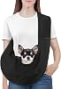 Pawaboo Small Dog Sling Carrier, Reversible Hands Free Dog Sling Carrier for Small Dogs Cats, Puppy Slings Carriers with Adjustable Safety Harness, Puppy Essentials, Black