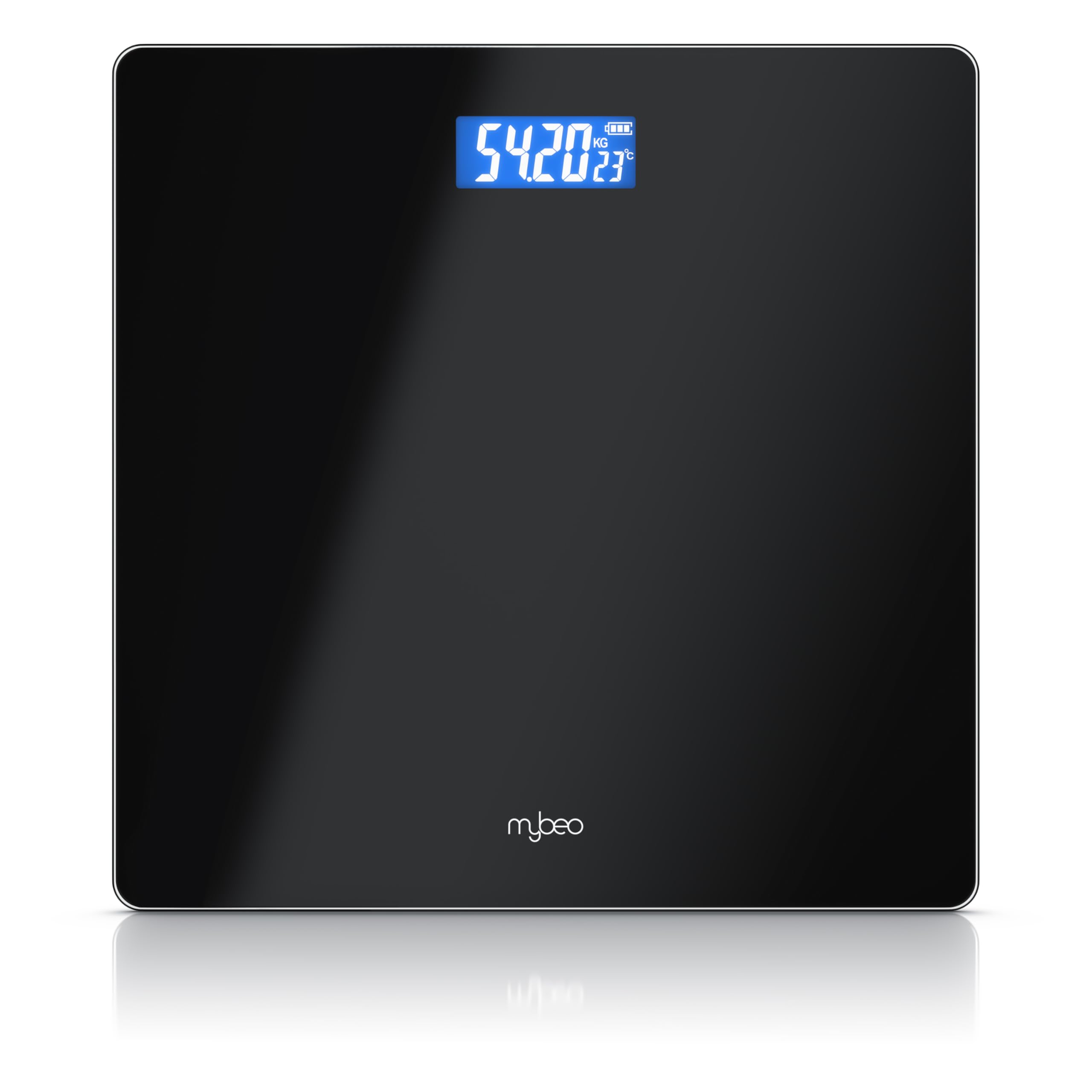 CSL - Digitale Personenwaage - Körperwaage aus Glas – 1 bis 180 kg – große Anzeige - LCD Display - kg und lb – DMS Sensoren – 6 mm Sicherheitsglas – automatisches Einschalten - Schwarz