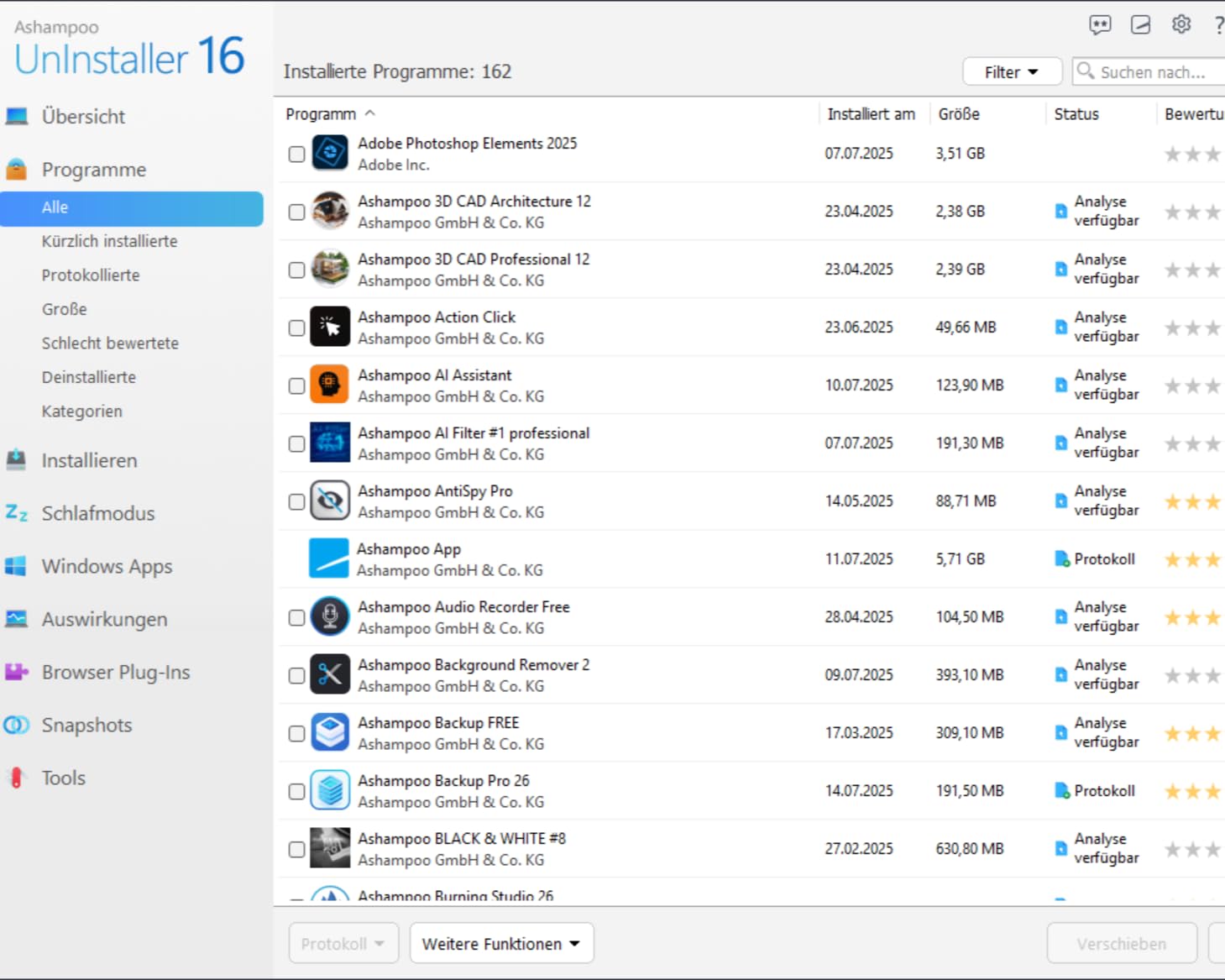 Ashampoo UnInstaller 16 – Programme vollständig entfernen & System reinigen | 1 Gerät | 1 Benutzer | PC Aktivierungscode per Product Key Card