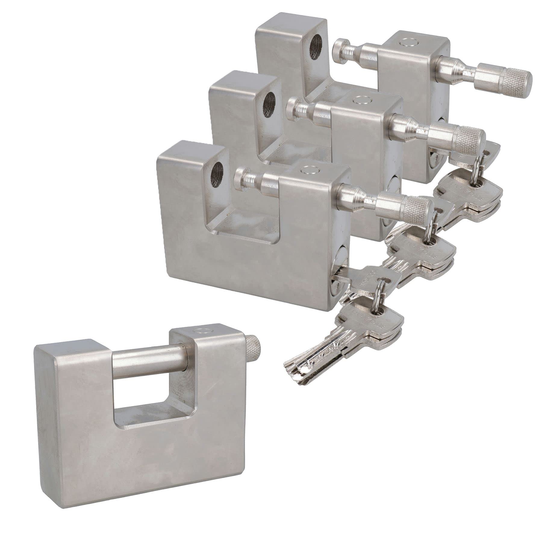 AB Tools 95mm Heavy Duty Padlock Lock For Steel Shutters Warehouse Containers 5 Keys 4Pk from B&Q