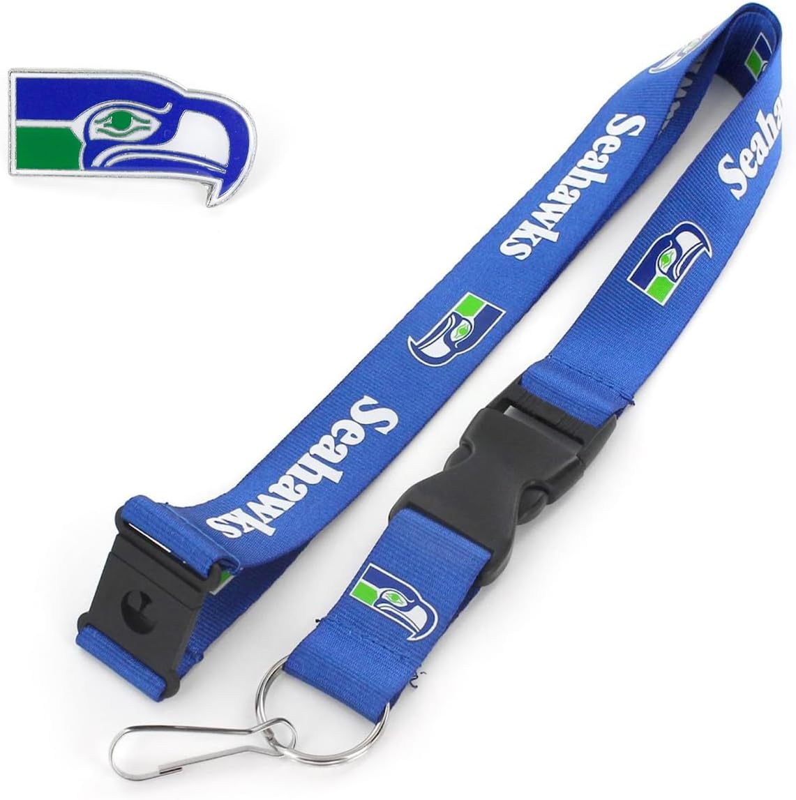 aminco Choose Your Throwback Design NFL Team Pin and Reversible Safety Lanyard Bundle, Officially Licensed
