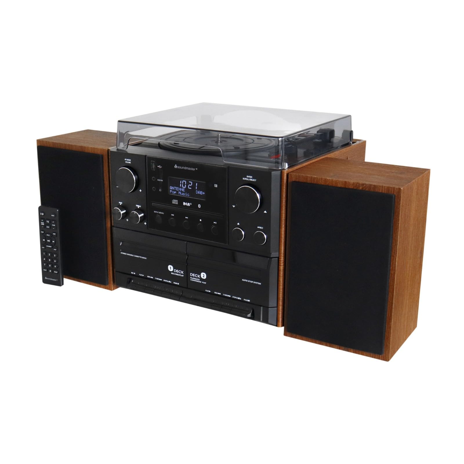 Soundmaster MCD5600BR Chaîne Hi-Fi avec Platine Dab+ Double Cassette Lecteur CD USB MP3 Bluetooth