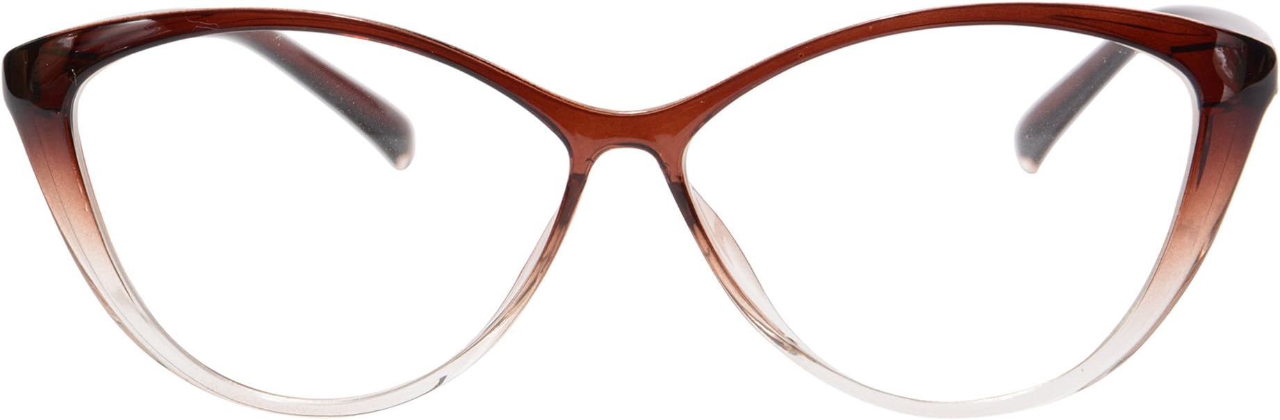 MEDOLONG Anti Blue Ray Computer Reading Glasses TR90 Cateye Women's Frame Blue Light Light Spectacles-RG5865R(brown, anti blue light lens-100)