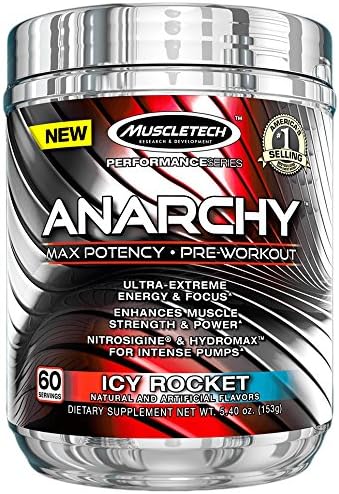 MuscleTech Anarchy, Mac Potency Pre-Workout Powder, Icy Rocket Freeze, 60 Servings 10.7oz (306g)