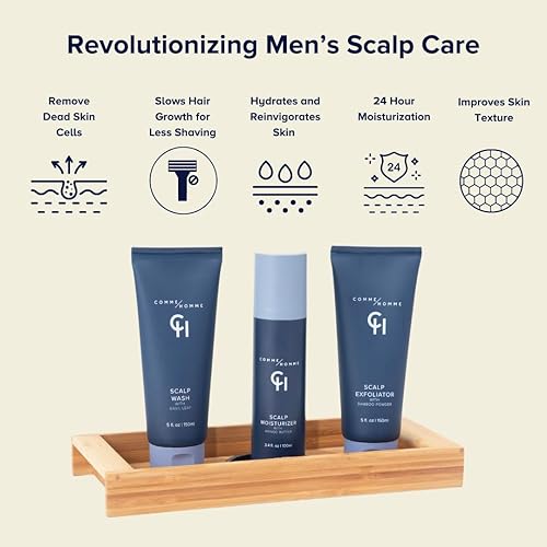Miniatura 5 de Comme Homme Paquete de cuidado del cuero cabelludo definitivo para hombres calvos incluye lavado de cuero cabelludo, exfoliante e hidratante para