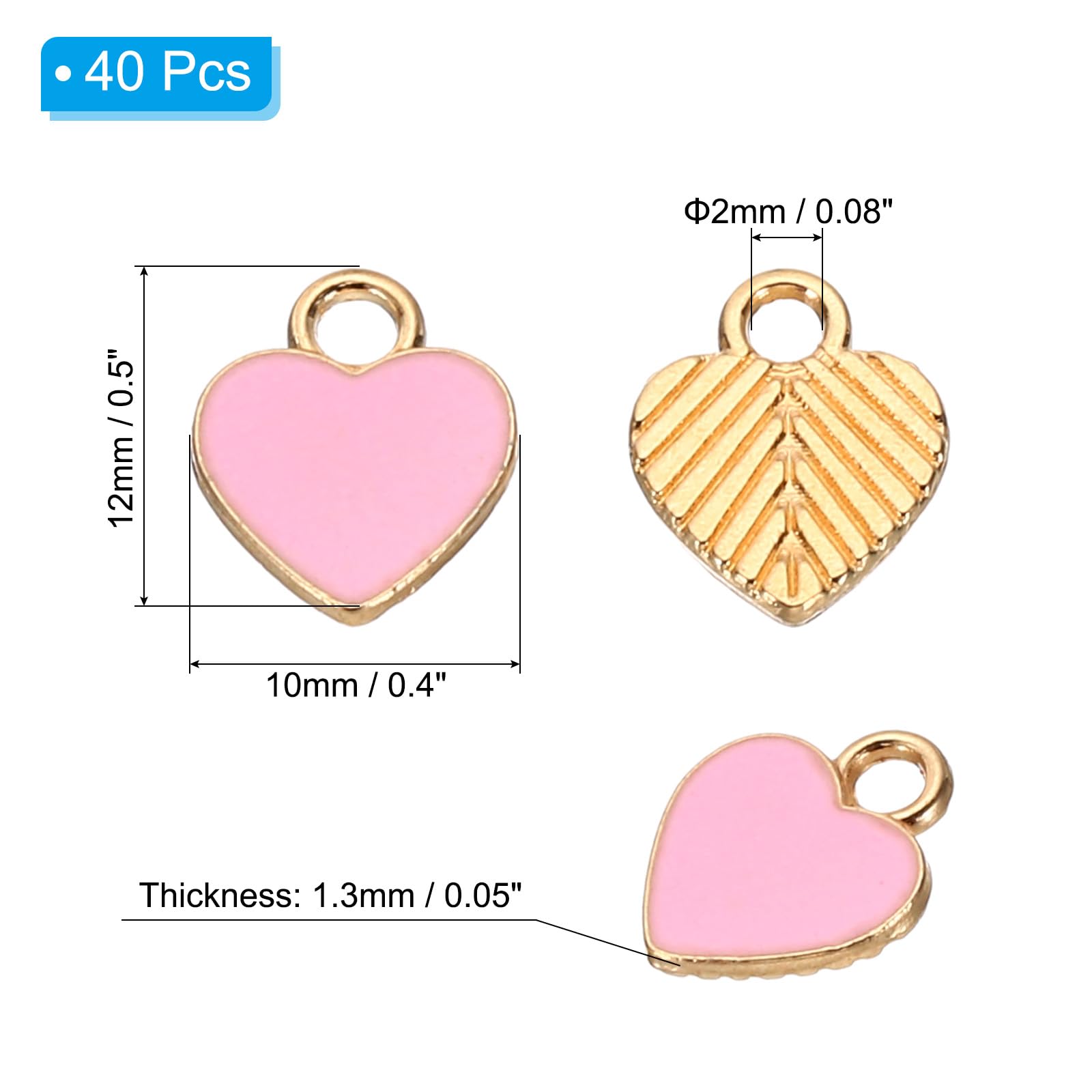 PATIKIL 12x10mm Enamel Charm, 40Pcs Alloy Heart Charm Pendant for Jewelry Making Necklace Bracelets DIY Accessories, Pink - Image 2