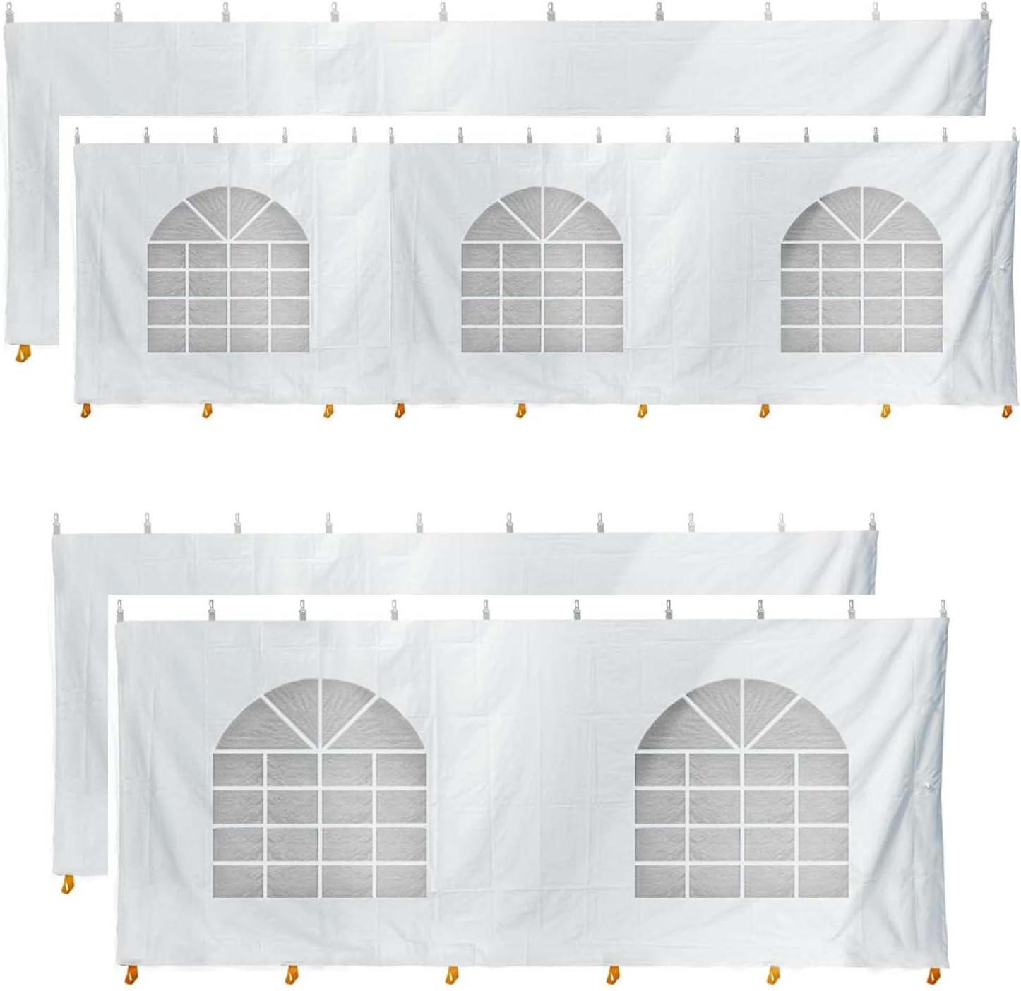 20 x 30 Tent Sidewall Kit, White PVC Vinyl with Cathedral Windows, 7 Foot Height, Includes 2 Solid Walls and 2 Cathedral Window Walls, Waterproof and UV Resistant - Tent not Included