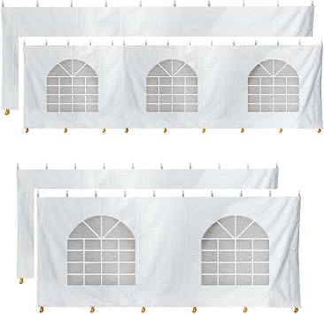 20 x 30 Tent Sidewall Kit, White PVC Vinyl with Cathedral Windows, 7 Foot Height, Includes 2 Solid Walls and 2 Cathedral Window Walls, Waterproof and UV Resistant - Tent not Included