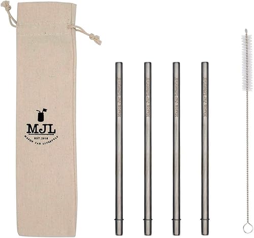 Miniatura 8 de Paquete combinado de popotes de metal de acero inoxidable con extremo redondeado más seguro para tarros Mason (paquete de 6 + cepillo de limpieza +