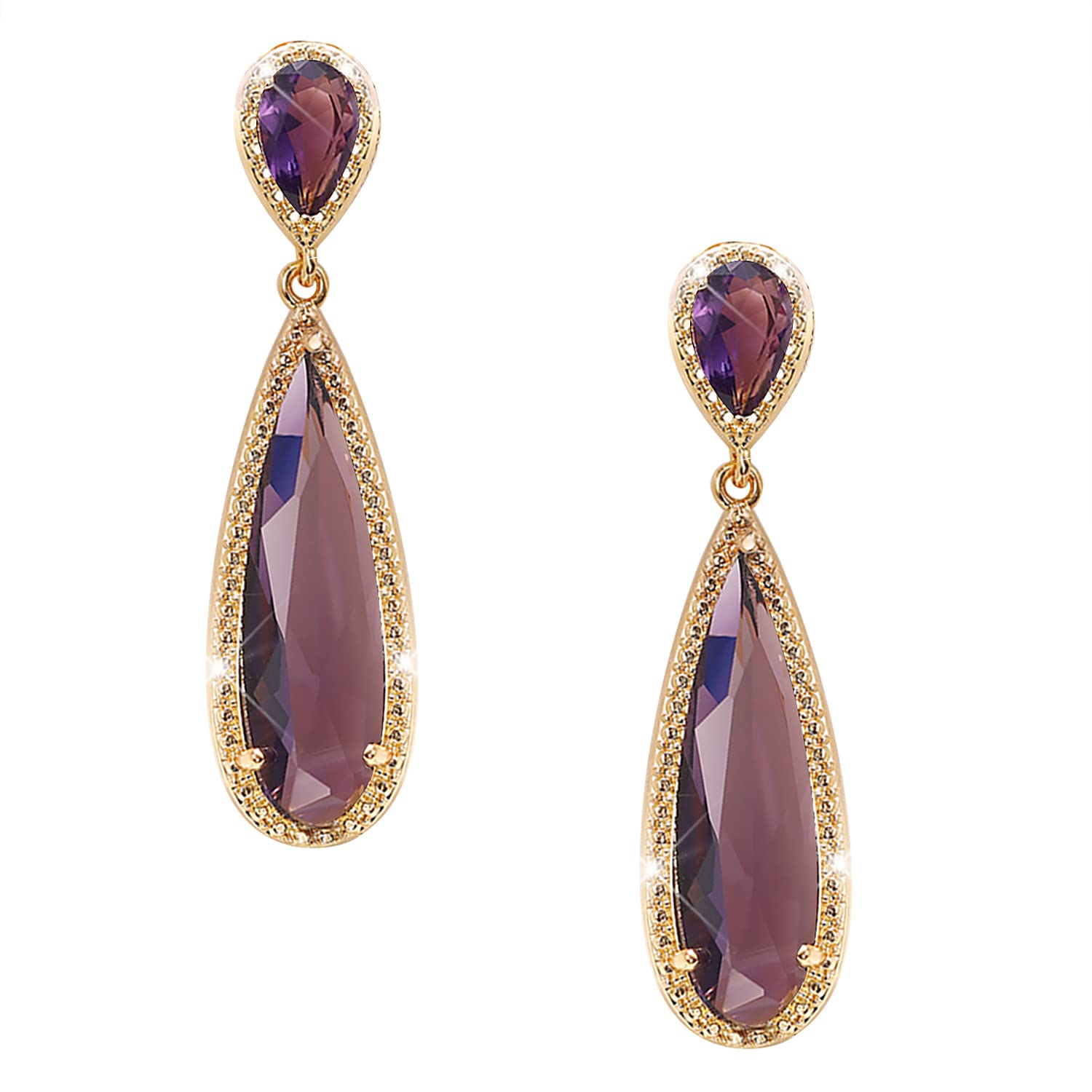 Peora Purple Crystal Studded Gold Plated Drop & Dangle Earrings Fashion Stylish Jewellery Gift for Girls & Women (PX8E78P) (B0BVF3V23P) Amazon Price History, Amazon Price Tracker
