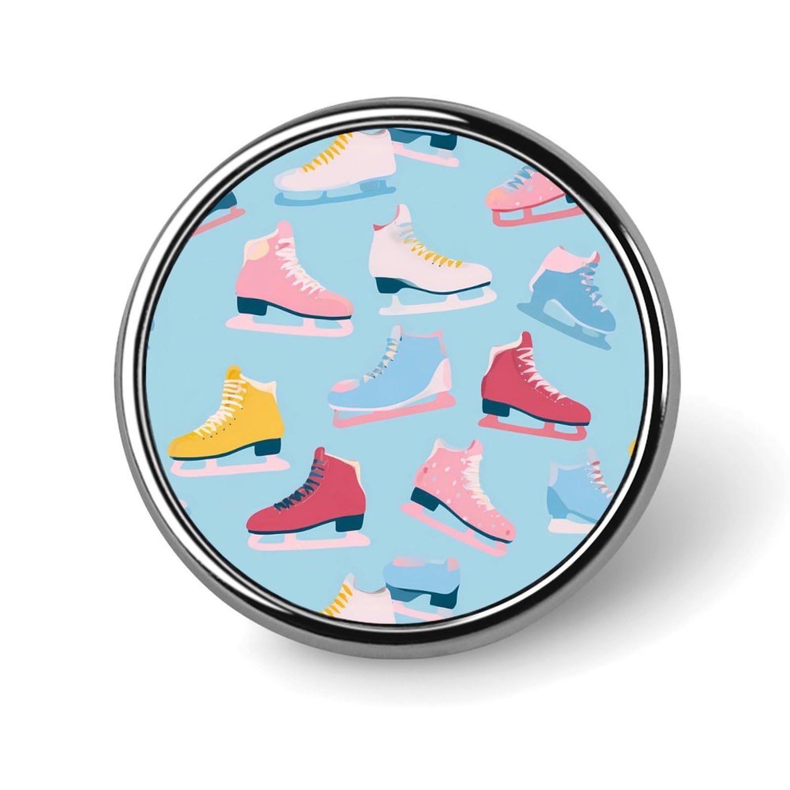 Ice Skating Shoes Pattern Round Lapel Pin Button Brooch Pins Badge for Clothing Jewelry Accessories