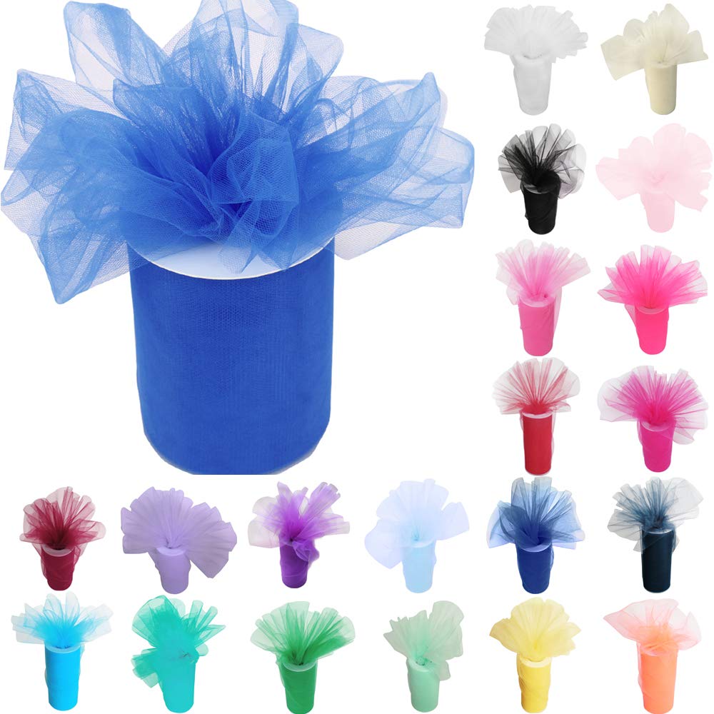 Time to Sparkle 6 Inchs x 100yards/300FT Tulle Roll Spool Tutu Party Birthday Wraping Crafts Bridal Bow Skirt Wedding Decor, Blue