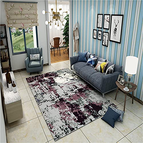 Tapis chambre ado fille moderne minimaliste graphique violet noir - 2