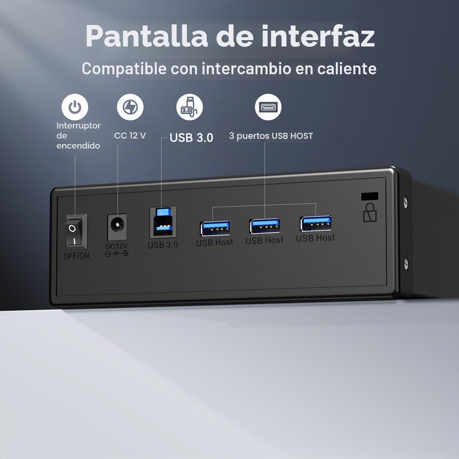 CENMATE Caja para Unidad óptica para Unidad BLU-Ray/CD/DVD SATA de 5,25 Pulgadas, 3* USB-Host, Caja Externa con Cable USB-A/C-3.0, Compatible con Intercambio en Caliente (Sin Unidad, no admite IDE)