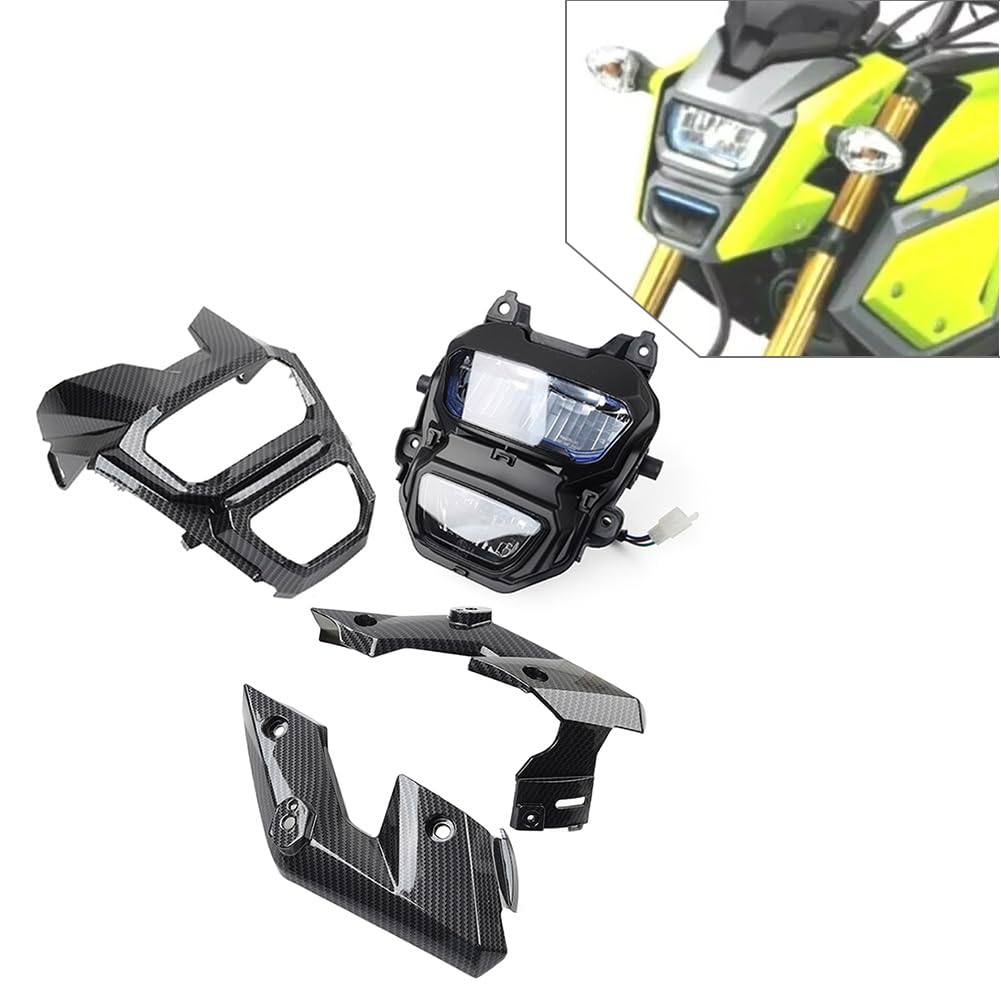 Cnfang4 3 pcs Front Light Cover LED Headlight Protective Carbon Fiber Water Transfer for HONDA Grom MSX125 2016-2018