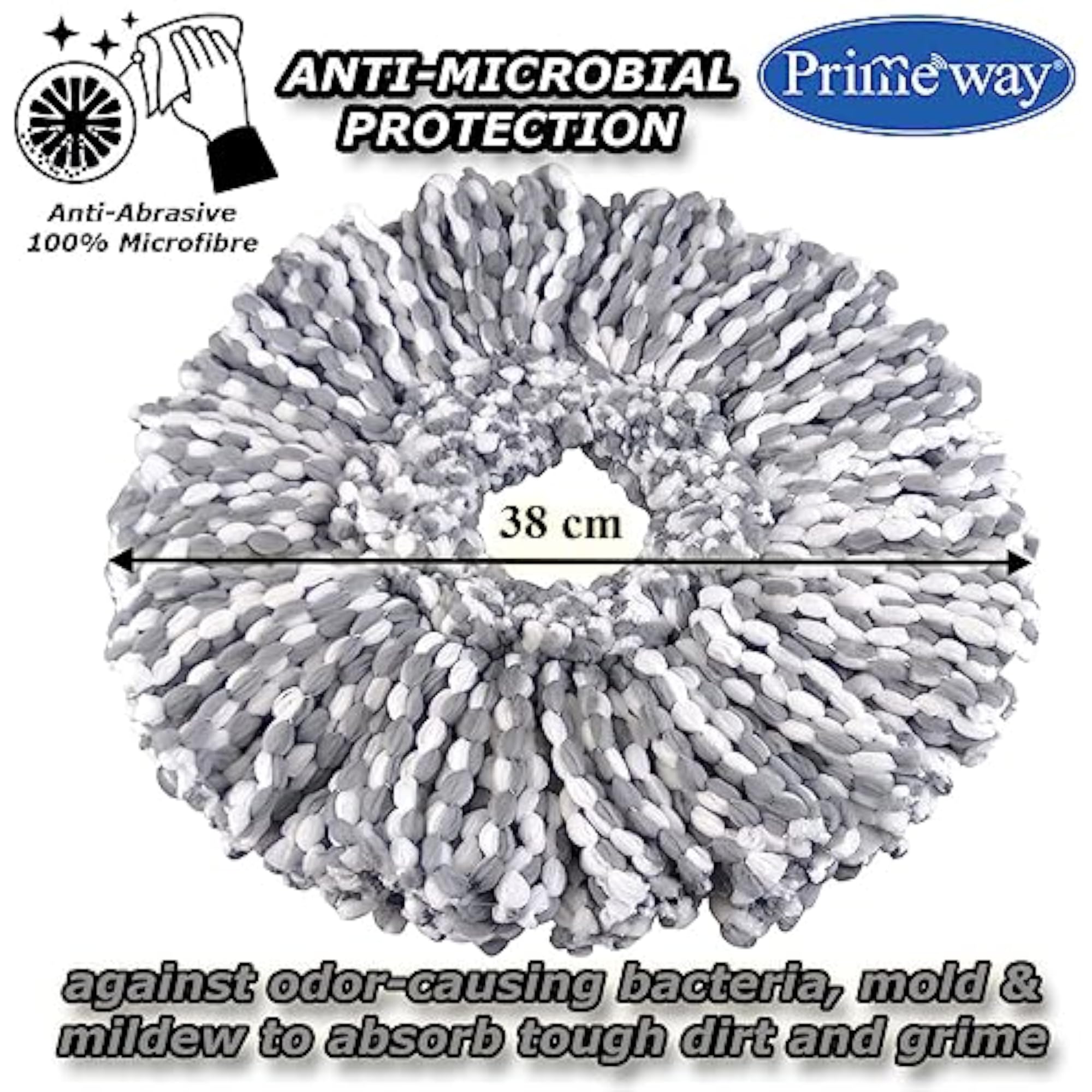 Polyester Microfiber Spin Mop Replacement Mop Head Refills, Pack of 3