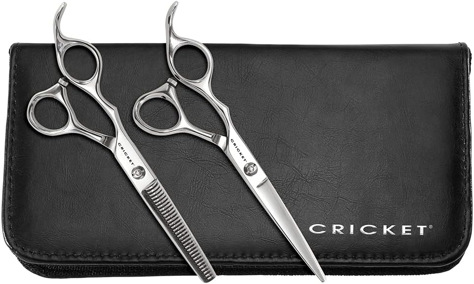 Cricket Shear Advantage Left-Hand Duo Professional Stylist 5.75" & 32T Stainless Steel Hair Cutting Scissors and Hair Thinning Shears Set, Lefty, Value Set with Case and Accessories