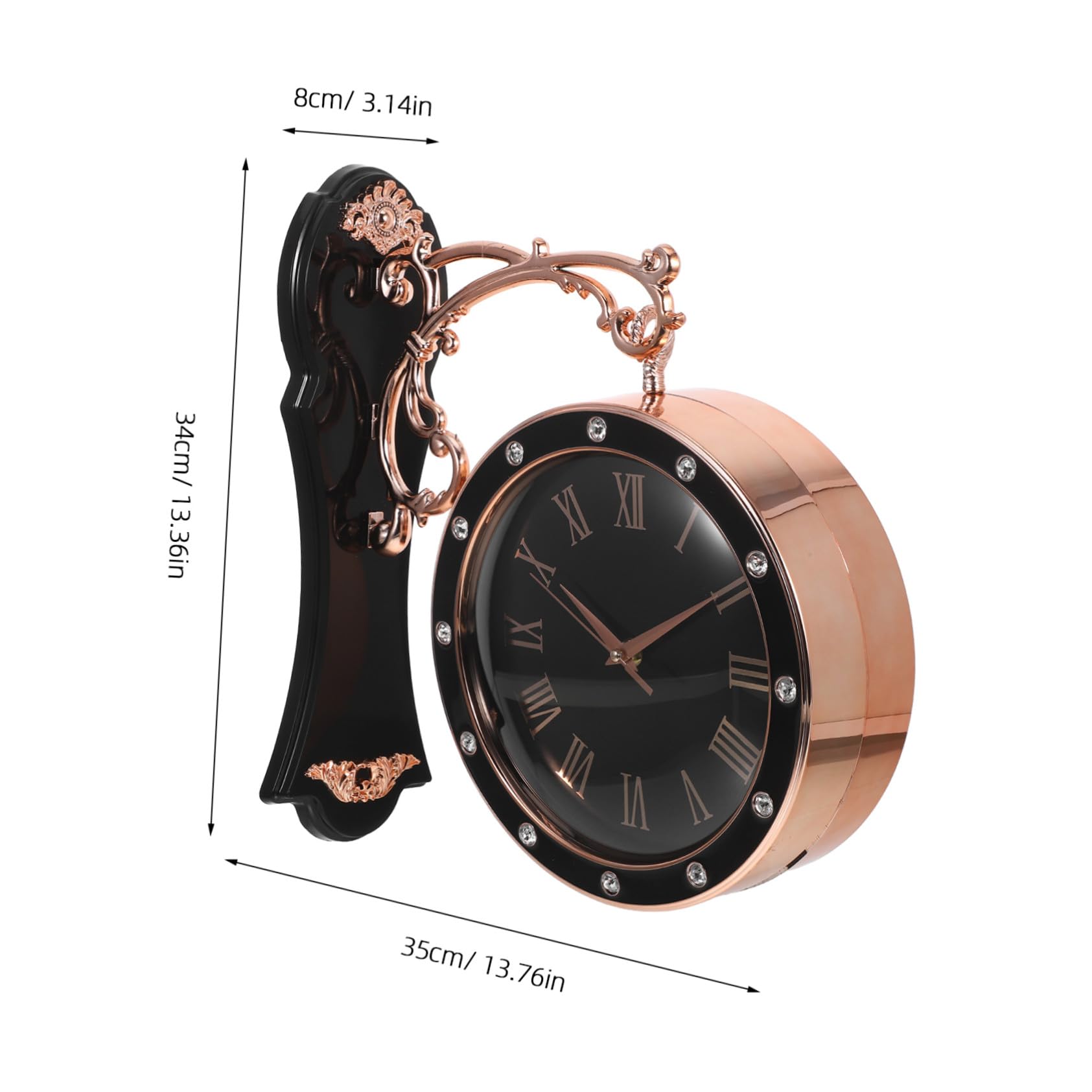 DOITOOL Reloj de Pared Grande Doble Cara Silencioso Estilo Europeo para Interior y Exterior Decoración para Salón Oficina y Porche Negro