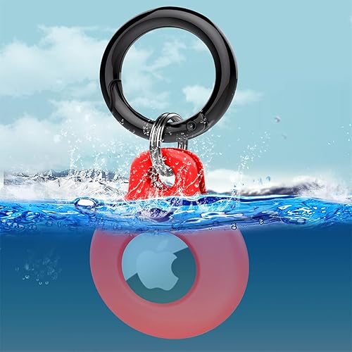 Miniatura 5 de Funda de silicona compatible con AirTag, paquete de 4 unidades, suave, antiarañazos, a prueba de golpes, funda protectora AirTag con mosquetón para