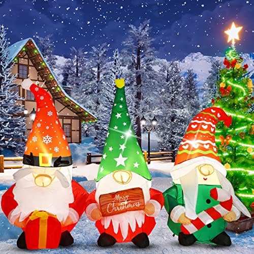 7 ft Long Merry Christmas Inflatables Lighted Gnome Inflatable