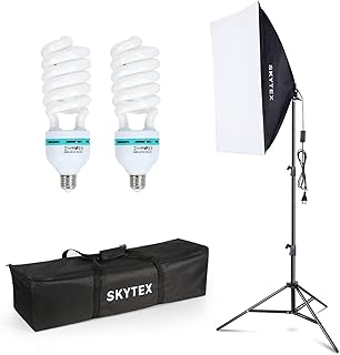 Softbox Lighting Kit, skytex Continuous Photography Lighting Kit with 20x28in Soft Box 2x135W 5500K E27 Bulb, Photo Studio Lights Equipment for Camera Shooting, Video Recording