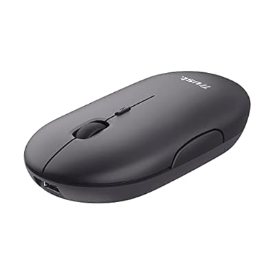 Trust Puck Ratón Inalámbrico Recargable  Bluetooth o 2.4 GHz con Microreceptor USB  PPP 800/1200/1600  Botones Silenciosos  Ergonómico  para Ordenador/Portátil/MacBook/PC/Mac/iPad/Tablet - Negro