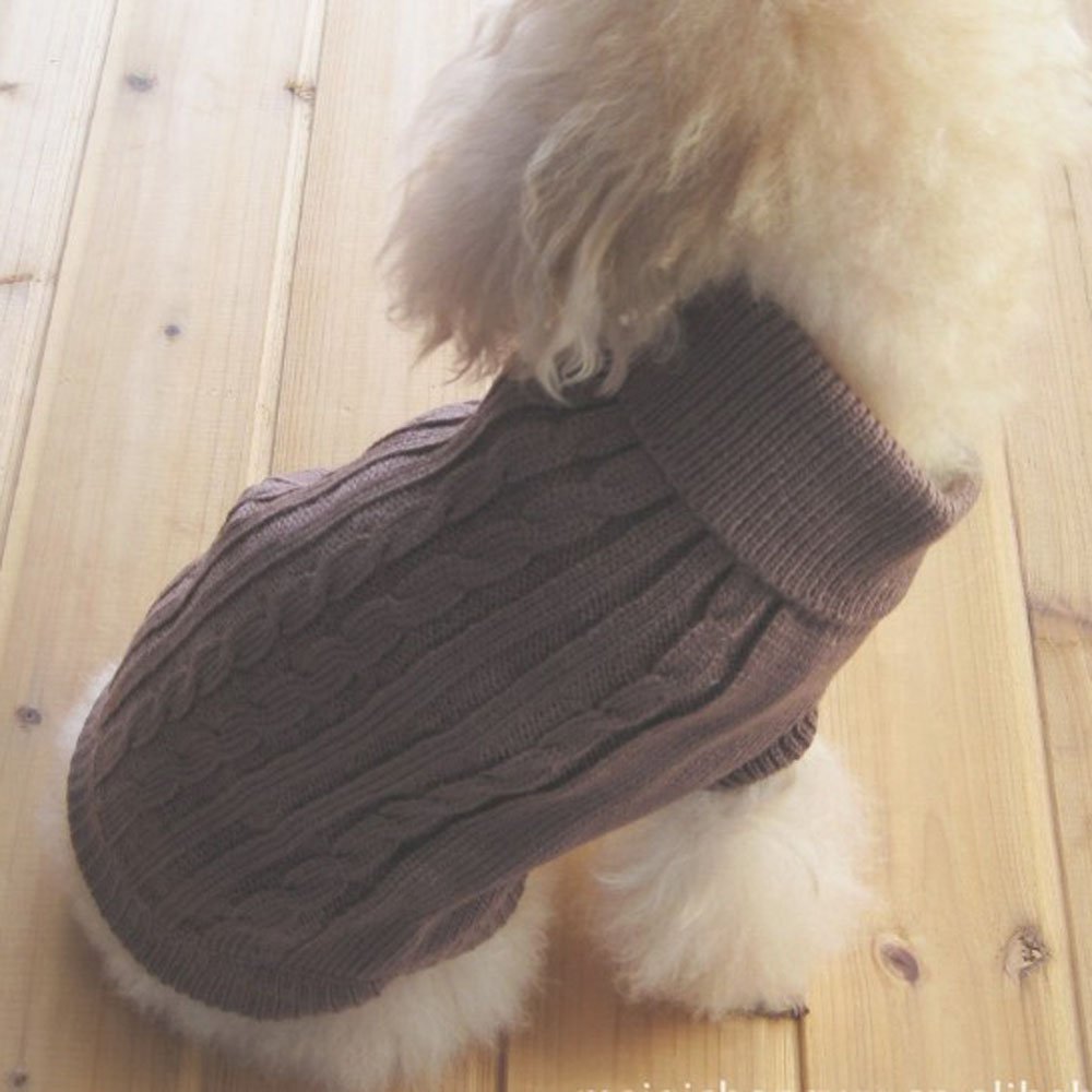 Tangpan Turtleneck Classic Straw-Rope Pet Dog Sweater Apparel (Brown,M), Medium - Image 3