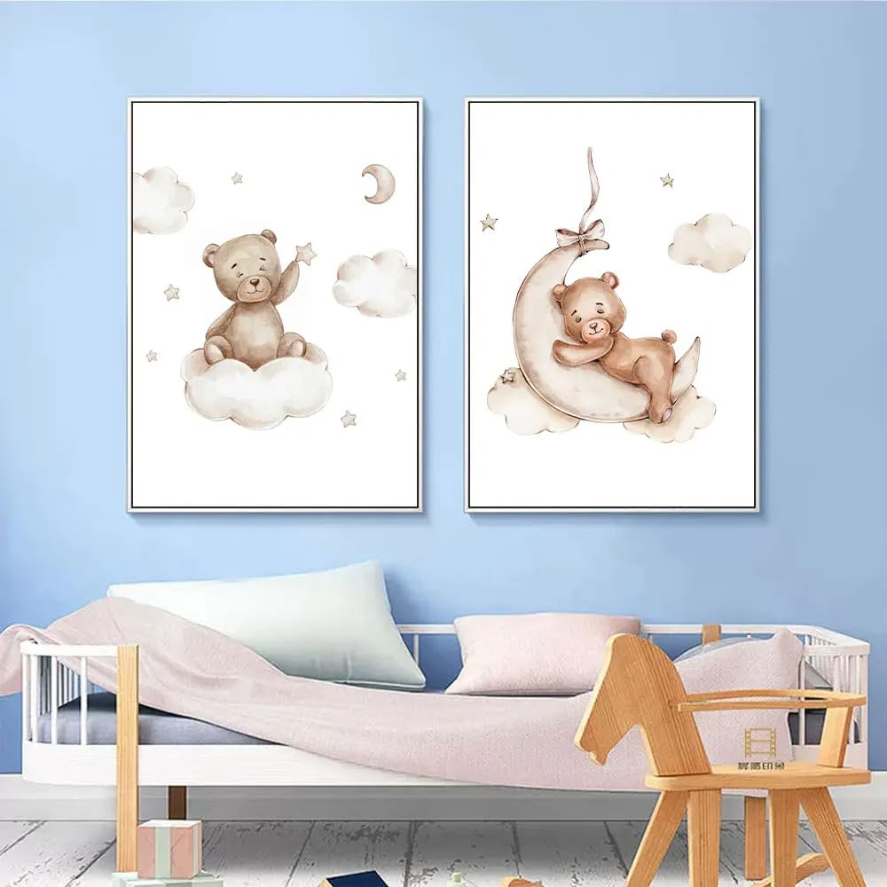Affiche Bébé Ourson Beige – Poster Chambre Enfant Garçon Fille, Décoration Murale Sans Cadre