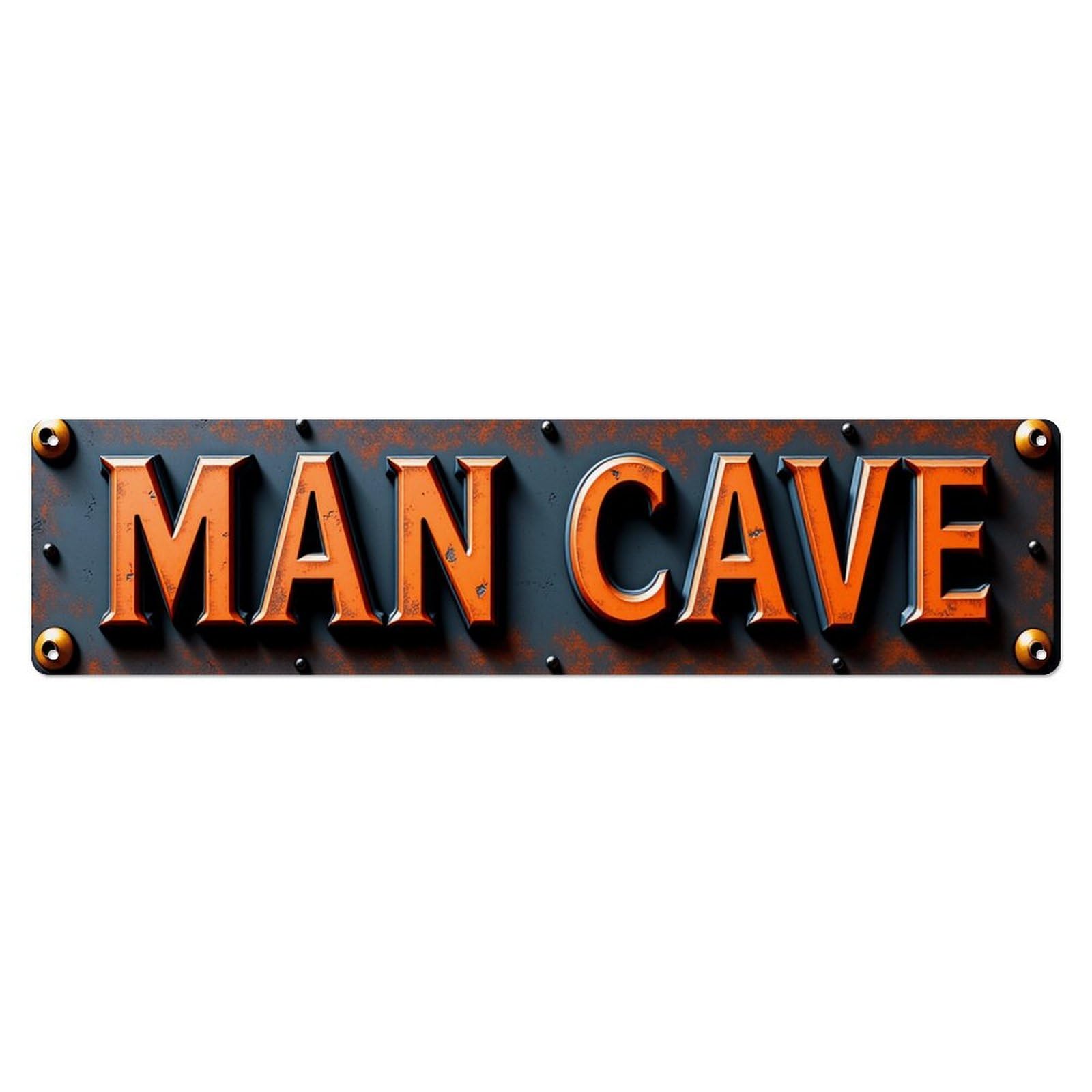 Man Cave Sign Metal Rustic Tin Sign Vintage Metal Poster Retro Bar, Home, Man Cave, Kitchen, Laundry Room Wall Art Decor Gift 4x16 Inch