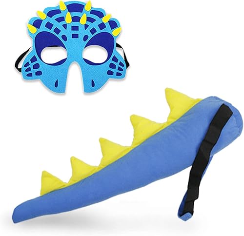 Miniatura 1 de Disfraz de dinosaurio de cola y máscara de dinosaurio para niños, máscara de dragón y cola como dinosaurio de vestir para fiesta