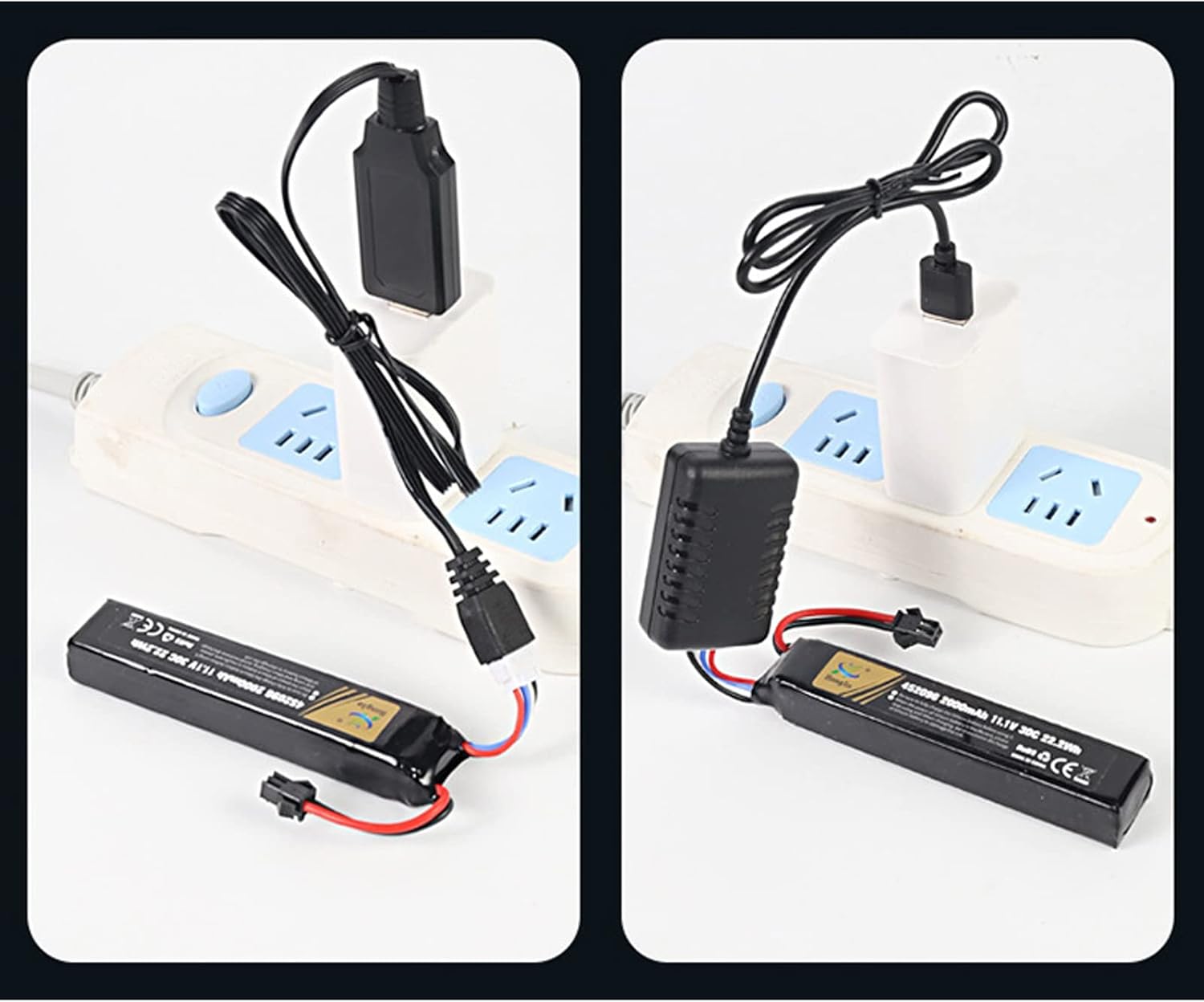 NOUCHU 6 Pack 452096 11.1V 2000mAh 30C Rechargeable Lithium Battery with Red Plug for Airsoft Gun