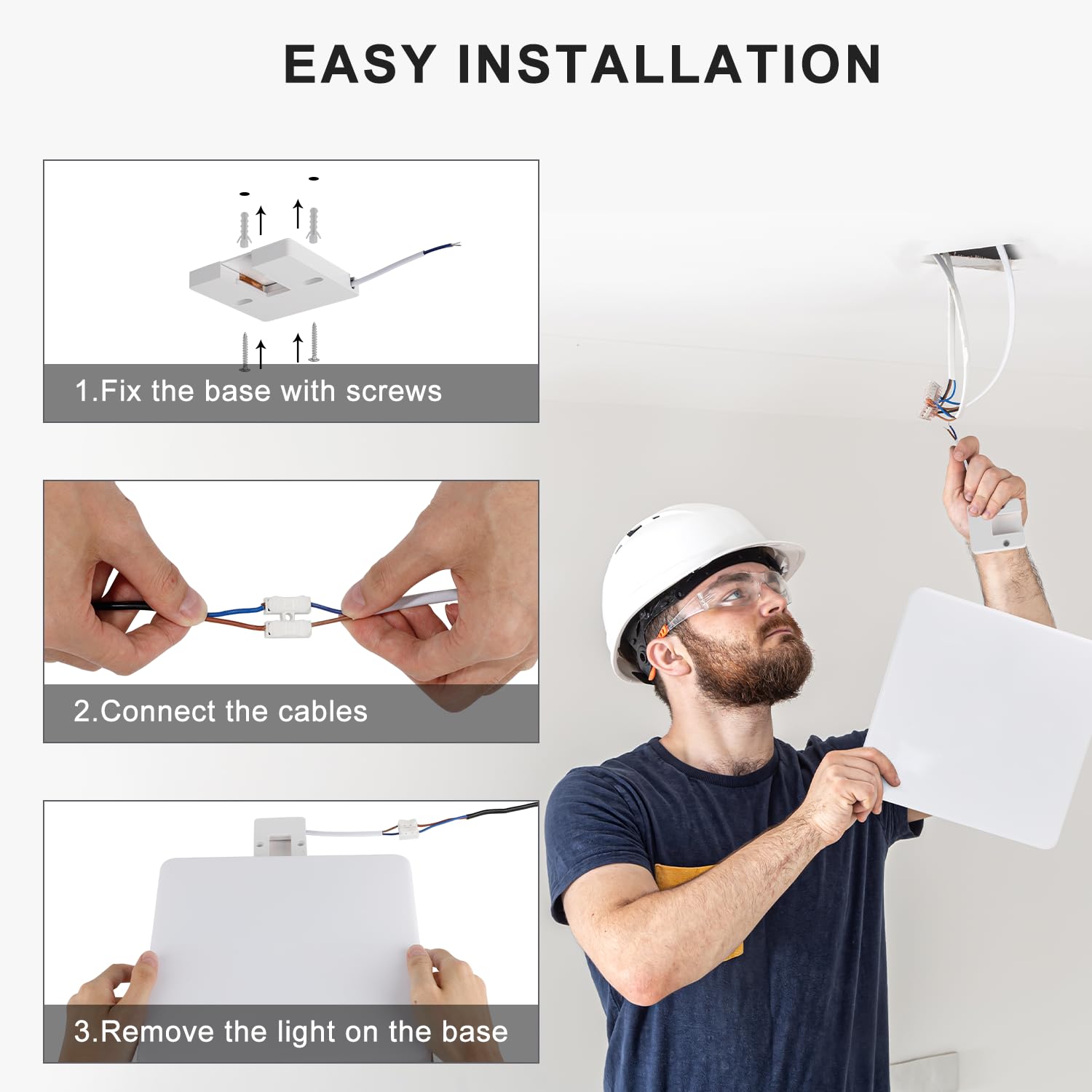 Kambo Lampada da Soffitto LED Luce Quadrata 48W Plafoniera Moderno Bianco Freddo 6500K 4320LM Plafoniera Soffitto Bagno Cucina Camera da letto Sala Ufficio Cantina