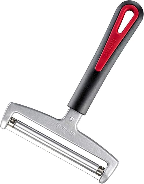 Westmark Krajalnica do sera z obrotową, wymienną linką, regulacja grubości krojenia, szerokość: 12 cm, stal nierdzewna, aluminium, tworzywo sztuczne, Rollschnitt Gallant, czarna, czerwona, 29272260