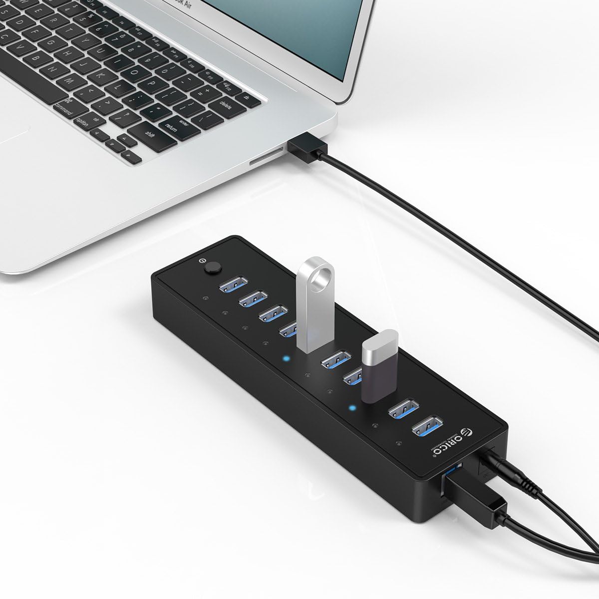 ORICO USB 3.0 Hub 10 Ports mit Netzschaltern und Netzteil 48W (12V4A), 5 Gbps Highspeed Datenhub für Desktop PC Computer Notebook MacBook iMac, Einschließlich Datenkabel Netzadapter Netzkabel