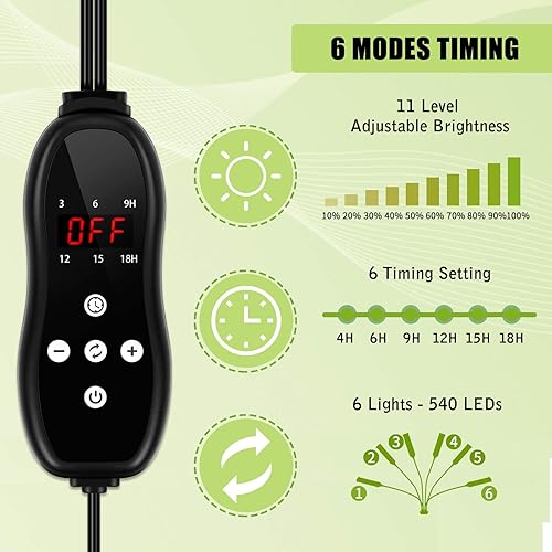 Miniatura 4 de Luces de cultivo para plantas de interior, luz de crecimiento LED de espectro completo con soporte, temporizador de encendidoapagado automático de
