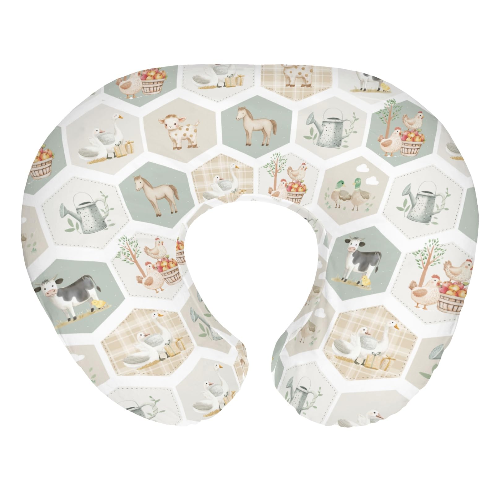 Farm Party Nursing Pillow Covers for Boy Girl Farm Cow Pig Horse Duck Chick Meadow Tractor Nursery Pillow Slipcover for Breastfeeding Pillows Farm Animals Life Soft Stretchy Cover for Newborn Infant