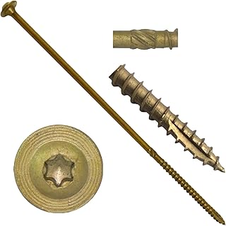 Jake Sales #17 x 16 Construction Lag Screw Exterior Coated Torx/Star Drive Heavy Duty Structural Lag Screw Far Superior to Common Lag Screws (100 Screw Count) Modified Truss Washer Head