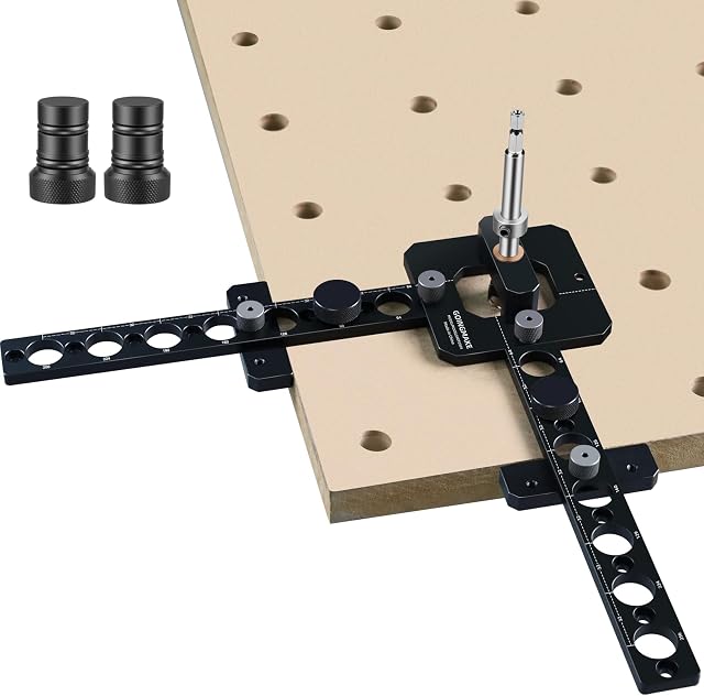 GOINGMAKE Portable Drill Guide for Drilling 3/4" Work Bench Dog Holes, Workbench Dog Hole Drill Template for Building MFT Table Top, Workbench Top, Work Table, Cutting Boards and Portable Workstation