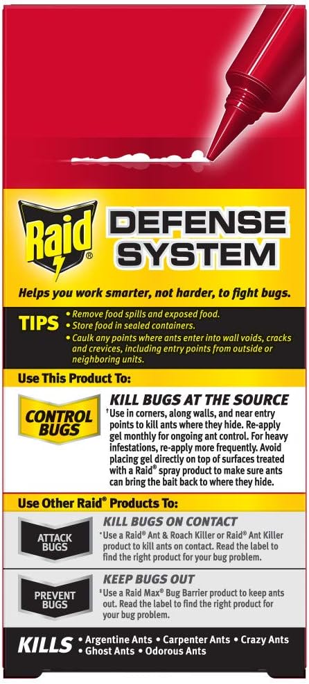 Raid Ant Gel, Kills Ants You Don't See, Continues Killing for up to 1 Month, Odorless Bug Control, 1.06 oz