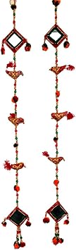 Rastogi Handicrafts Handmade wall Hanging Mirror and Bird Decorative Ornament Christmas Diwali Party Wedding Decorative Hanging Gift Box Packing Set of Two
