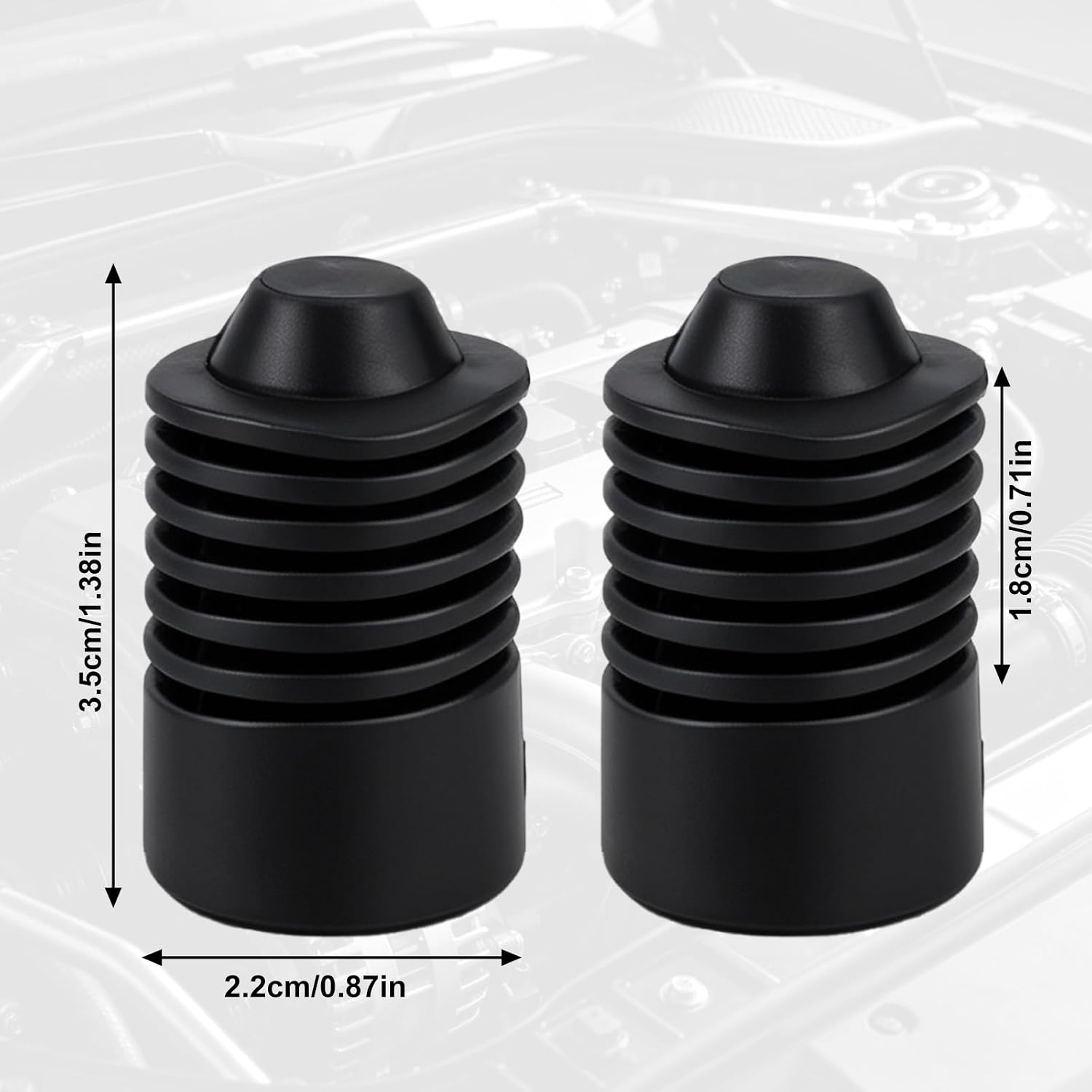 Penitue 2pcs Hood Bumper Stop Rubber, 90541-15019 Shock Absorbing Hood Bumper Replacement Parts Car Accessories Universal for Most Cars Trucks SUVs (Black)