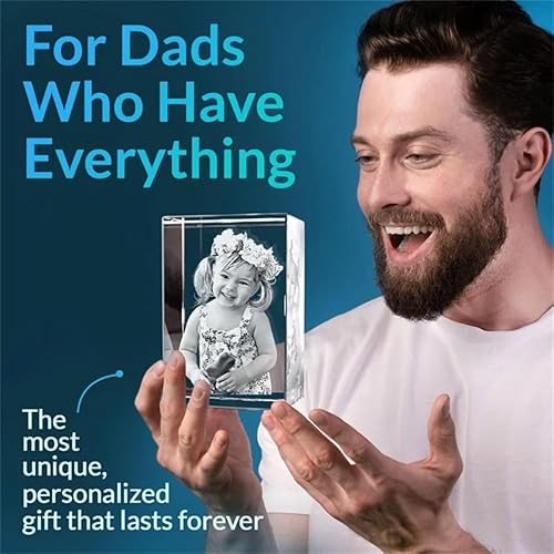 Miniatura 8 de jfs Marco de fotos de cristal grabado con láser 2D3D personalizado para fotos, padre, mamá, novia, ella, él, novio, cumpleaños, aniversario (2.0 x