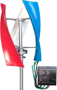 Helix Maglev Vertical Axis Wind Power Turbine Generator - 450W 24V DC, Charge Controller, 3 Blades, Home Windmill Kit for Hybrid Wind Solar System