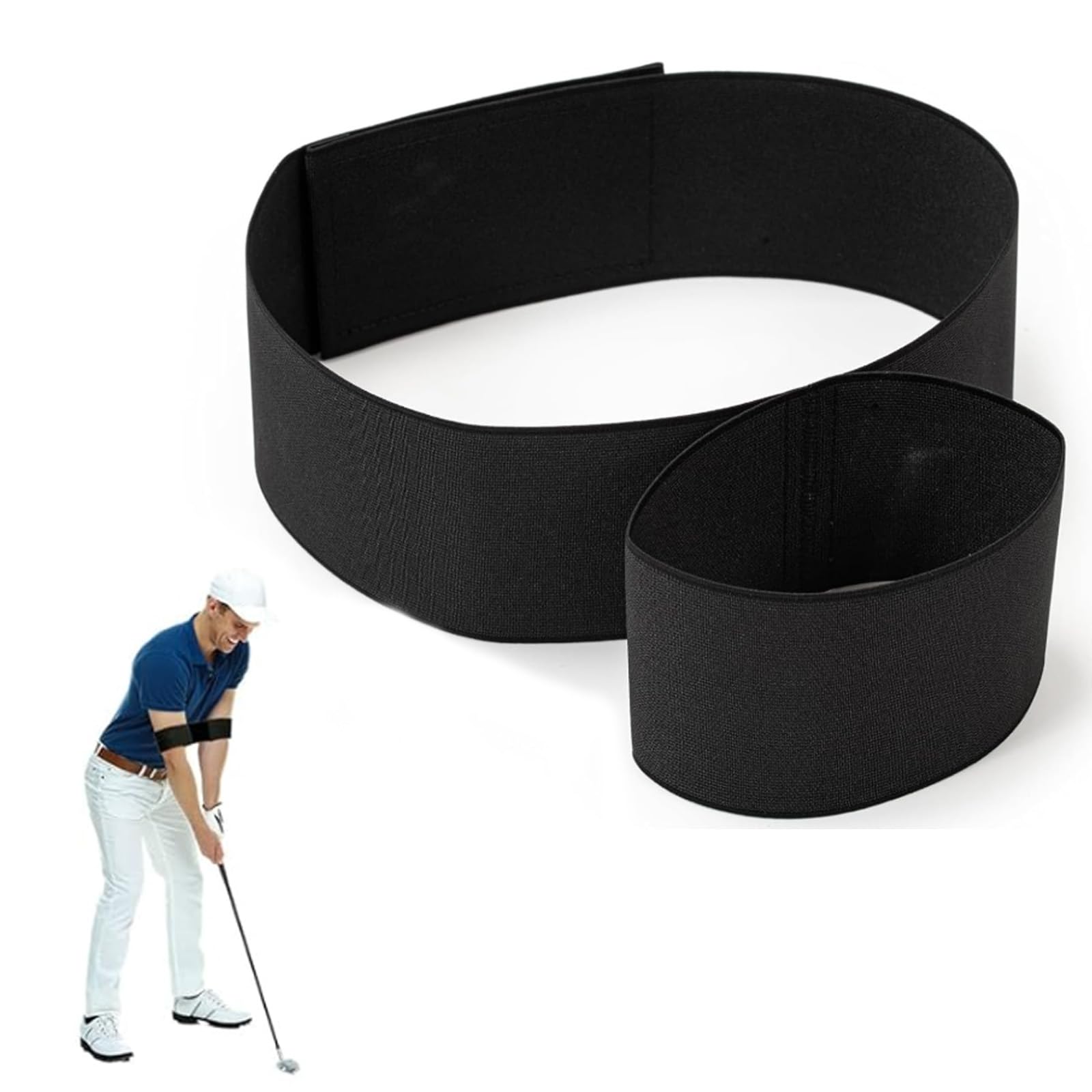 QhgPnt Golf Swing Training Aid, Golf Grip Training Aid with Swing Sync Technology, Golf Slider Training Equipment for Swing Practice, Black Arm Band Design, 1 Piece Golf Training Device