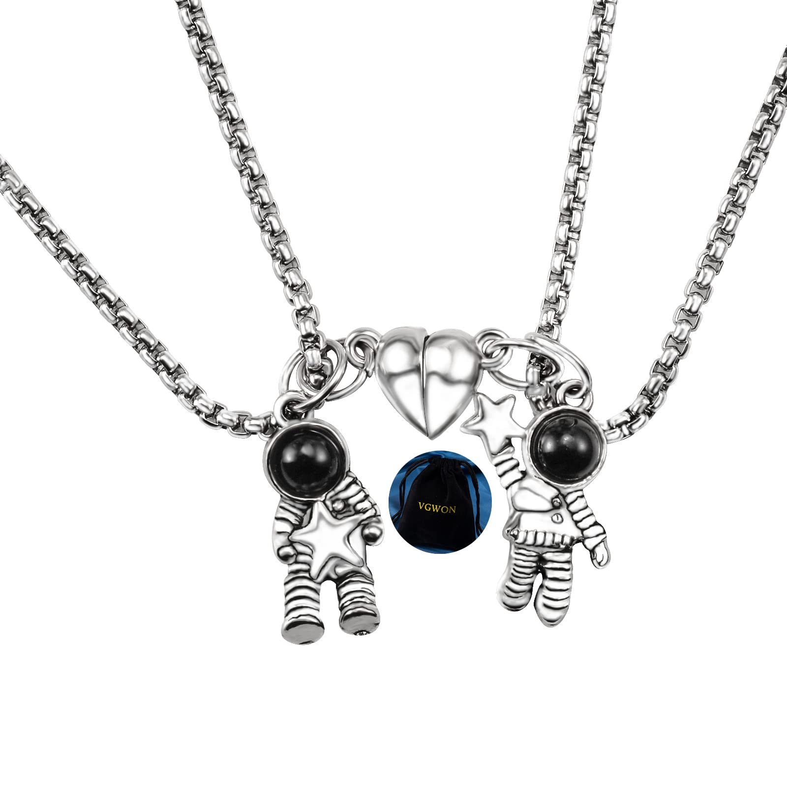 VGWON 2Pcs Astronaut Necklace Magnetic Pendant with Couples Space Necklaces for Him And Her Boyfriend And Girlfriend Necklaces Cheap Soulmate Necklaces for 2 (B09N8P126X) Amazon Price History, Amazon Price Tracker