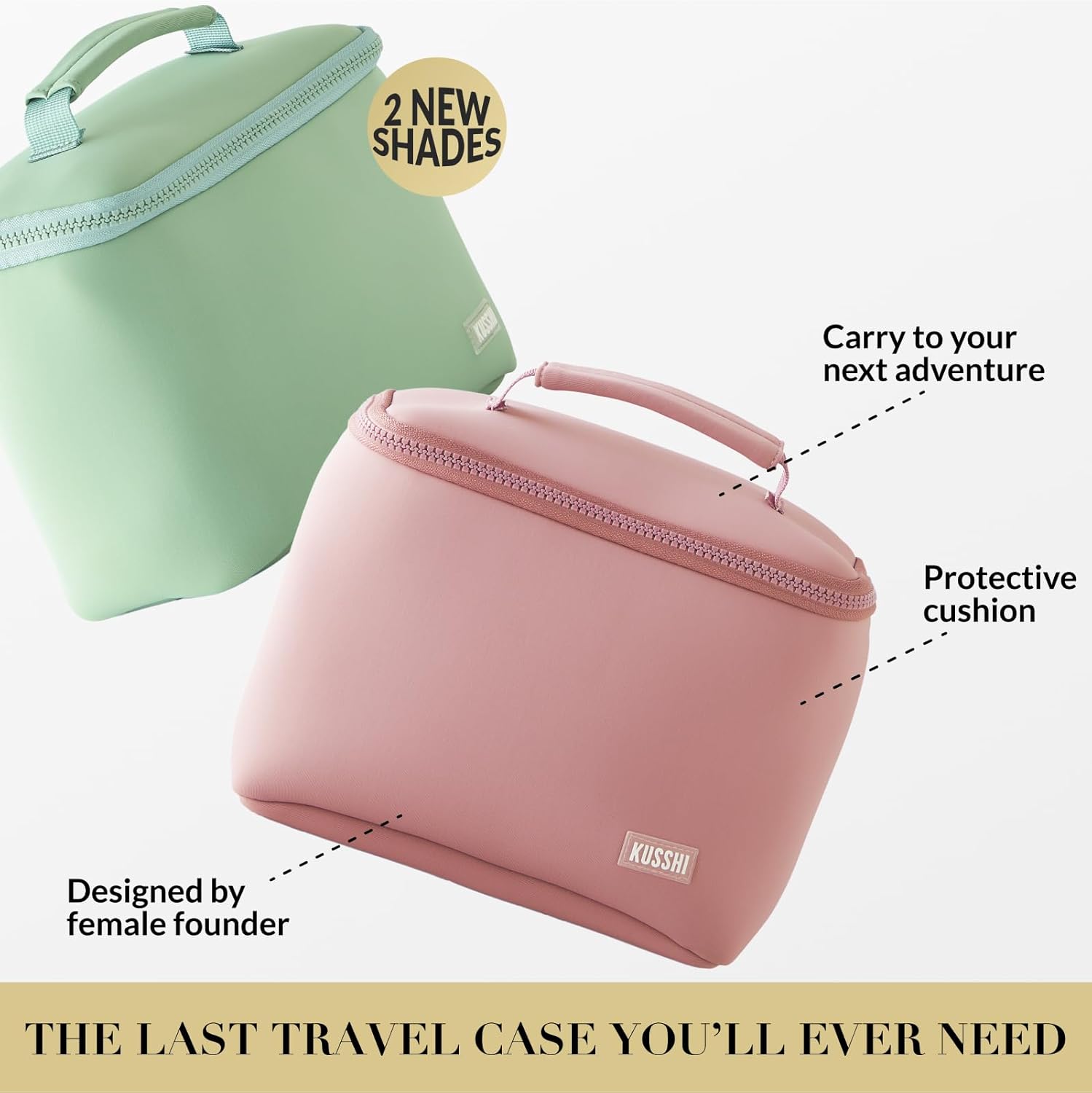 KUSSHI Neoprene Train Case Makeup Bag - Washable Makeup Travel Bag & Vanity Case for Stress Free Travel (Small, Mauve/Stone) - Image 5