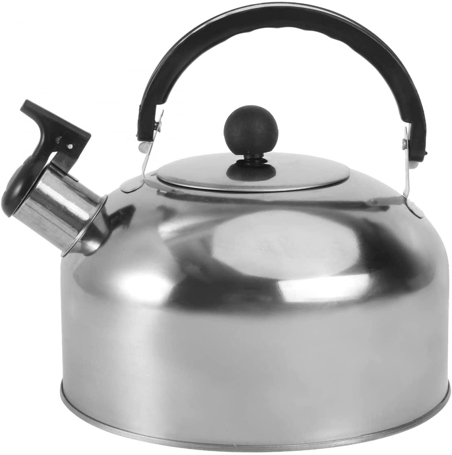 Czajnik z gwizdkiem, 2 l, czajnik ze stali nierdzewnej, gwizdek, czajnik do herbaty, czajnik do kuchenek gazowych, kuchenek indukcyjnych, wszystkie płyty grzewcze, srebrny