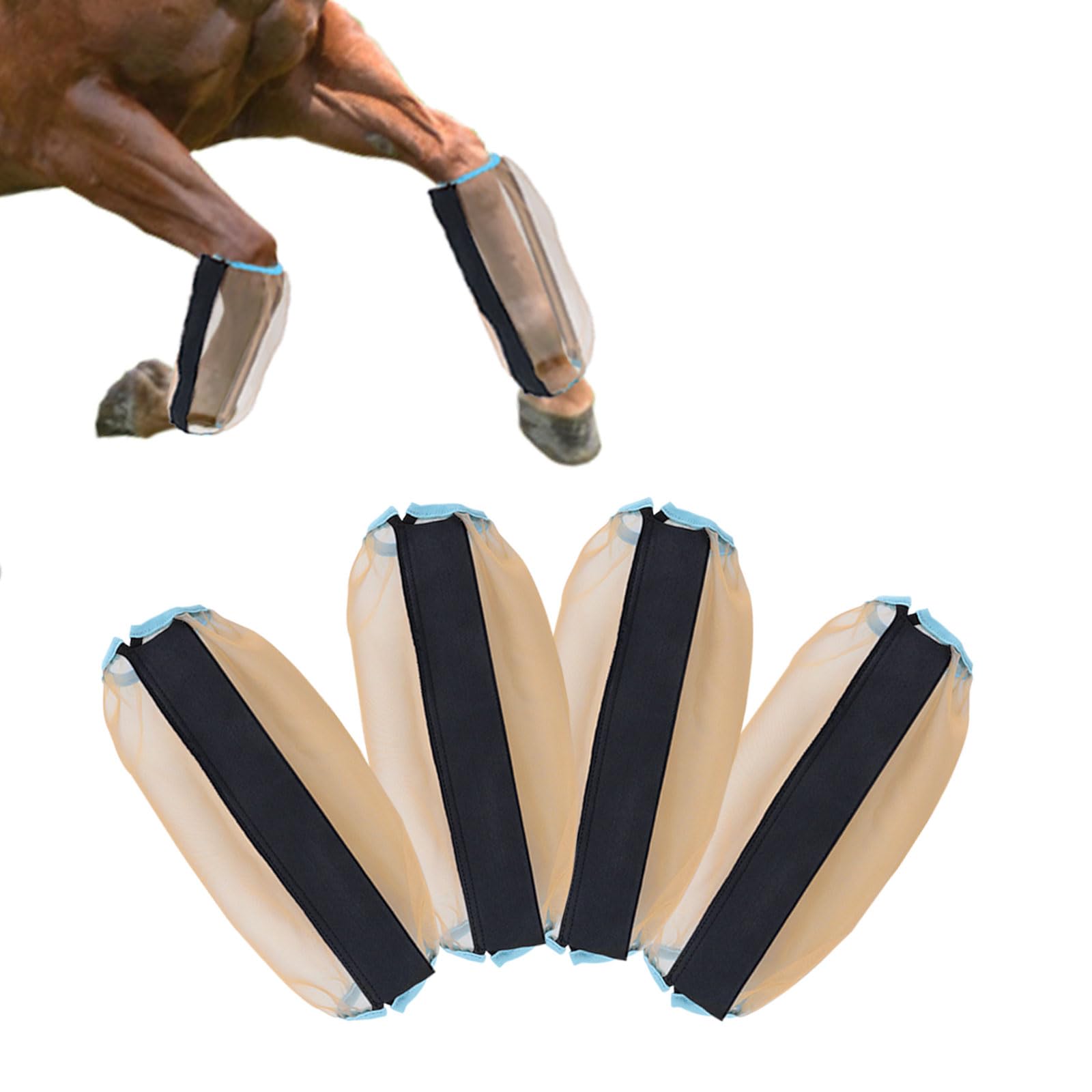 4 fundas antimosquitos para patas de caballo, tamaño universal, malla fina, botas de caballo transpirables, accesorios para botas de caballo para aliviar la irritación de las articulaciones, daños en