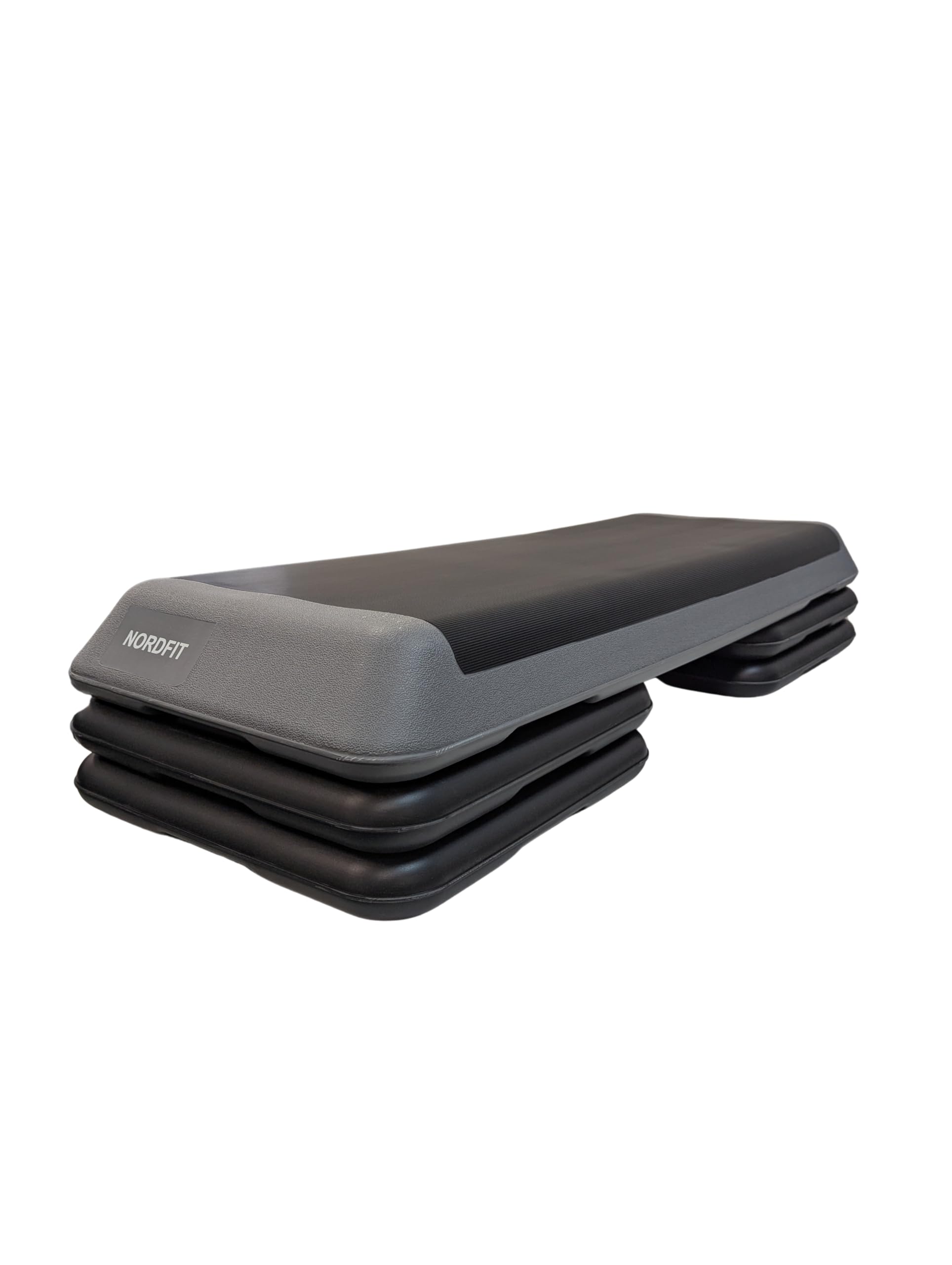 NORDFIT Aerobic Step, Professional Exercise Stepper, 3-Level Height Adjustable, High-density Polyethylene with PVC Surface, 109x41cm, 10/15/20cm Heights, 250kg Capacity